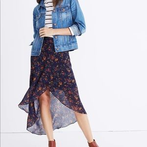 NEW Madewell faux-wrap midi skirt in climbing vine print in 00